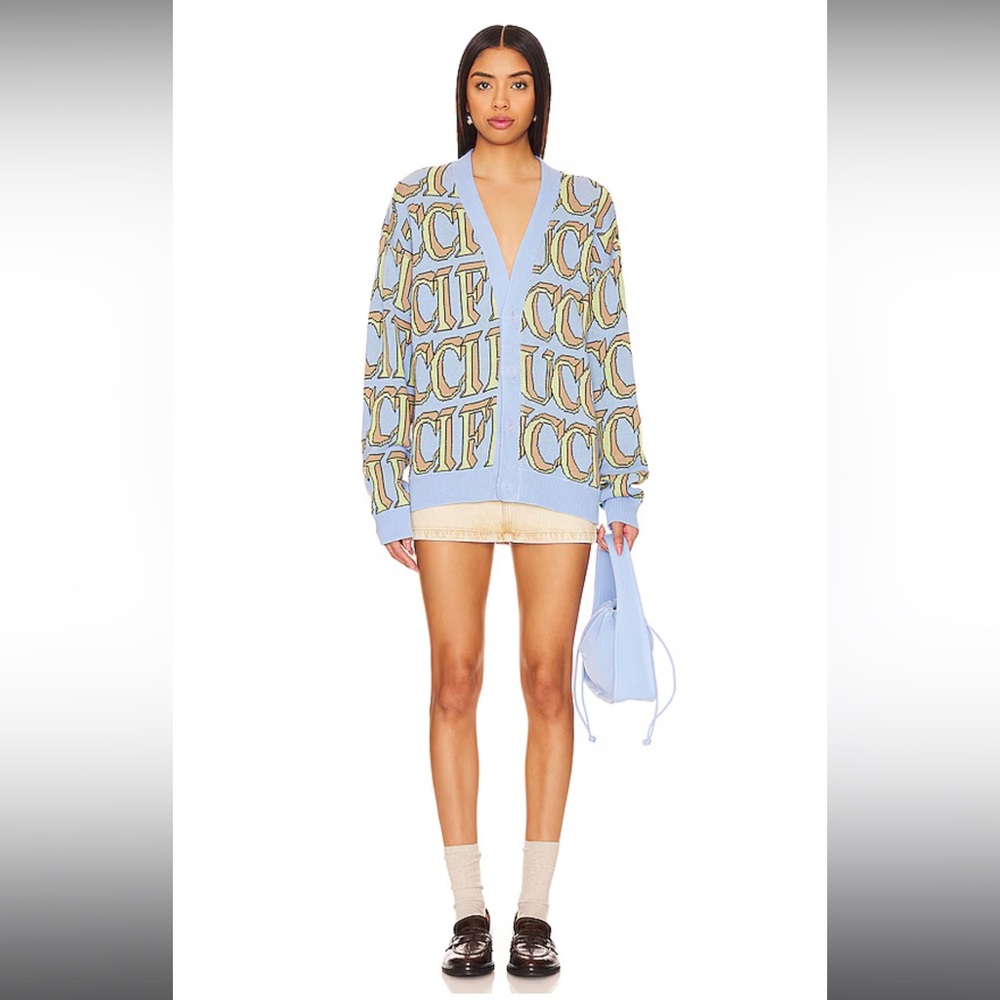 Fiorucci Monogram Cardigan in Blue
